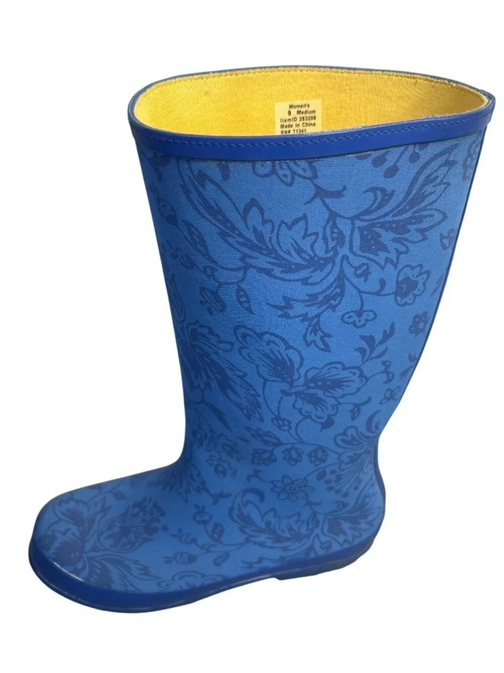 L.L.Bean Wellie Rain Boots Women's 9M Blue Floral Waterproof Rubber Gardening